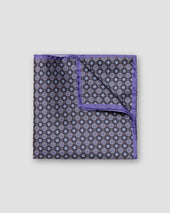 Navy Medallion Silk Pocket Square