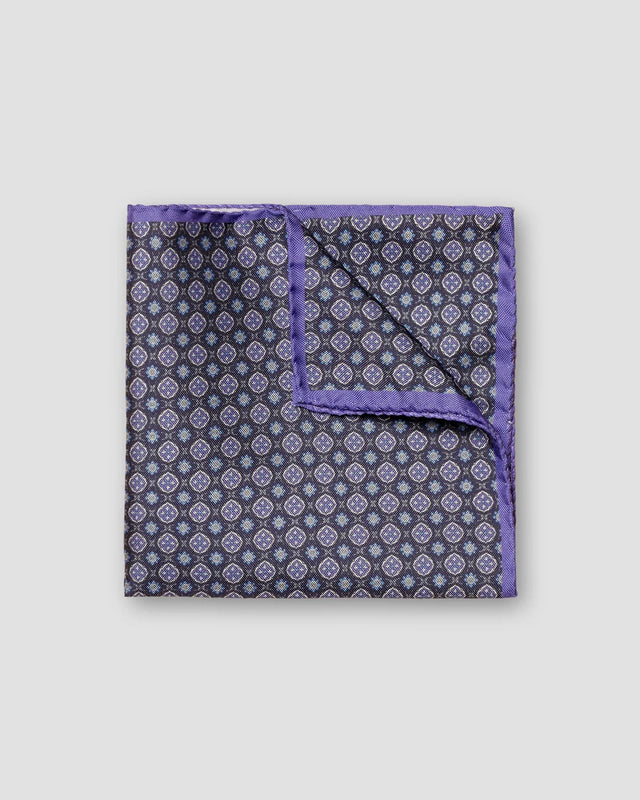 Navy Medallion Silk Pocket Square