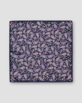 Navy Paisley Panama Silk Pocket Square