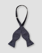 Navy Paisley Print Silk Bow Tie Self Tied