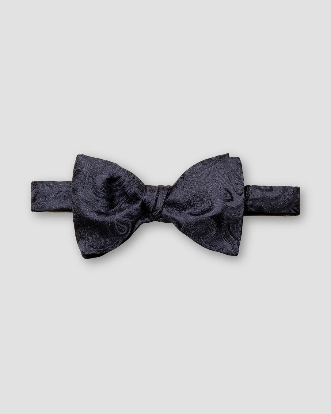 Navy Paisley Print Silk Bow Tie Self Tied