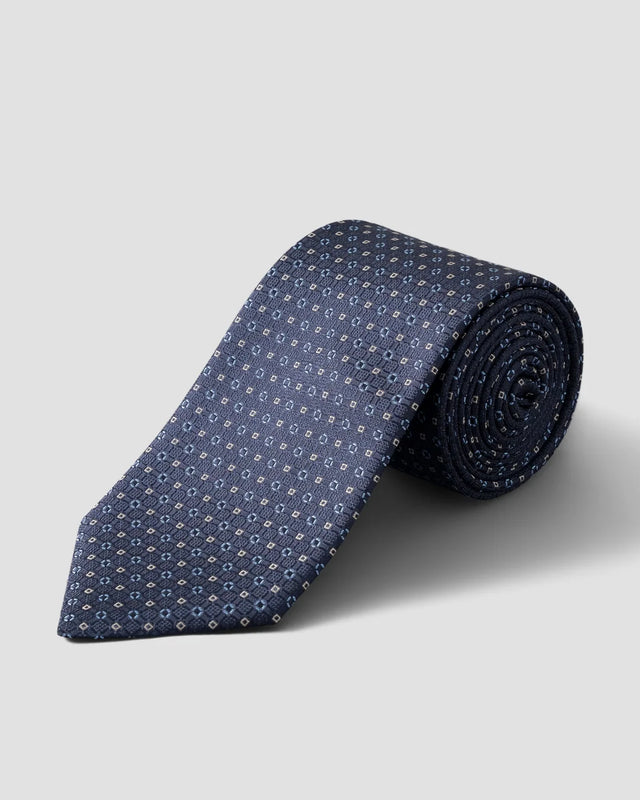 Seidenkrawatte mit geometrischem Muster Navy