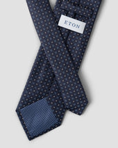 Navy Geometric Print Silk Tie