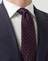 Navy Medallion Print Silk Tie