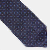 Blue Repeated Floral Woven Silk Tie
