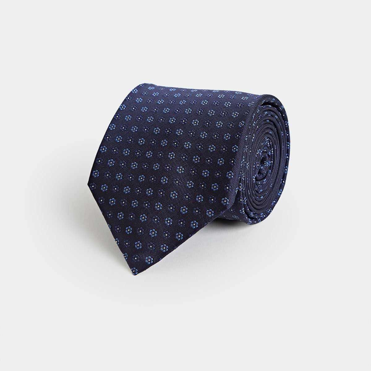 Blue Repeated Floral Woven Silk Tie