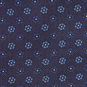 Blue Repeated Floral Woven Silk Tie