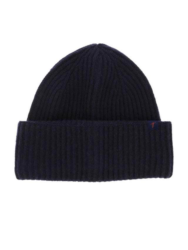Navy blue ribbed beanie wool and cashmere - Woca