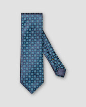 Blaue Seidenkrawatte mit Medaillon-Muster