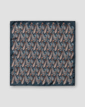 Navy Paisley Silk Pocket Square