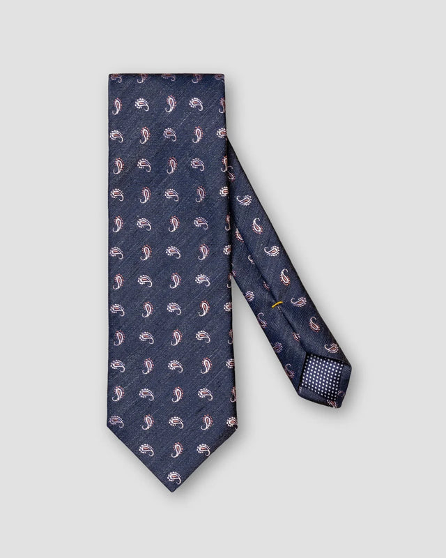 Seiden-Leinen-Krawatte Navy mit Paisleymuster
