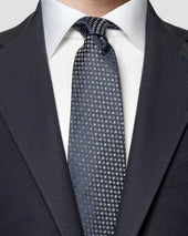 Navy Geometric Silk Tie