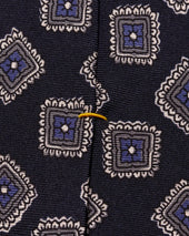 Navy Geometric Silk Twill Tie