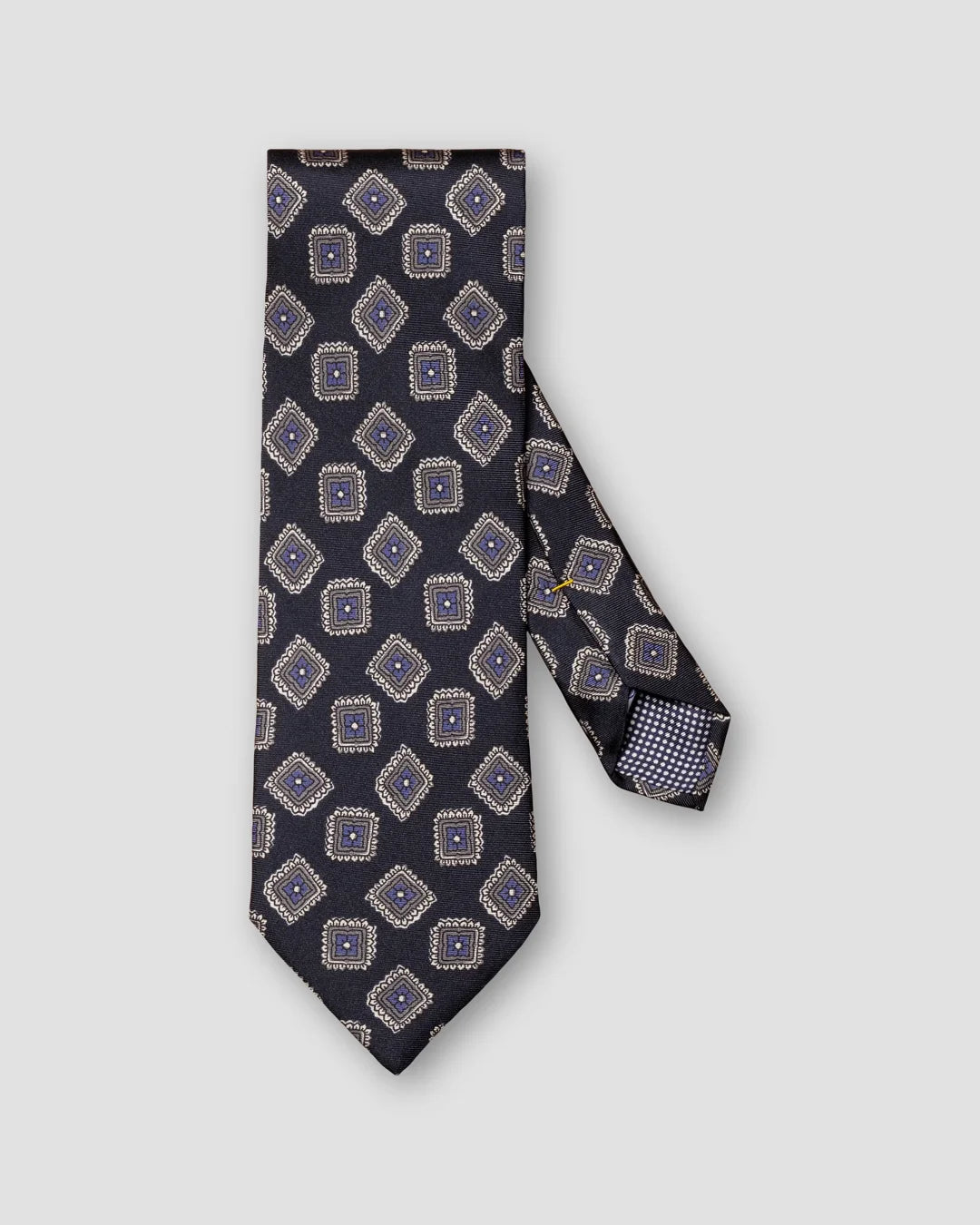 Navy Geometric Silk Twill Tie