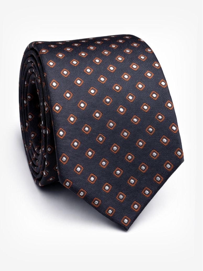 Blue Silk Tie With Square Motifs