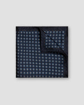 Navy Geometric Silk Pocket Square
