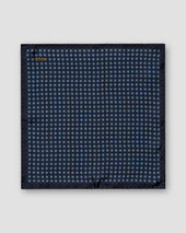 Navy Geometric Silk Pocket Square