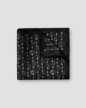 Navy Geometric Silk Twill Pocket Square