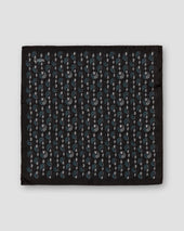 Navy Geometric Silk Twill Pocket Square