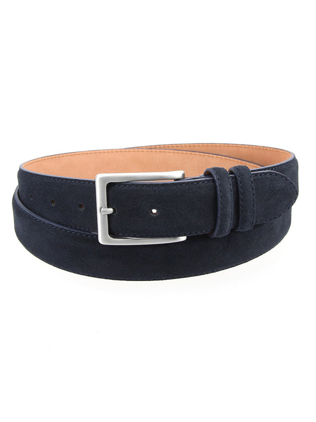 Navy blue suede leather belt Lino