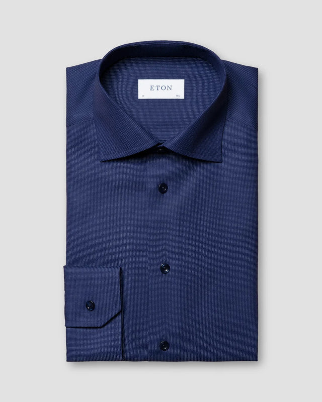 Dark Blue Pin-Dot Signature Twill Shirt - Eton
