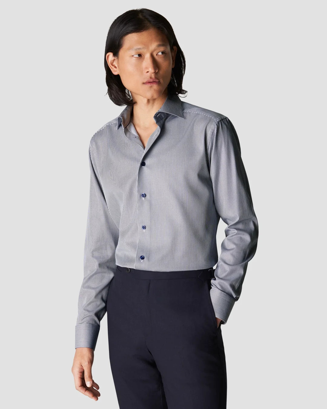 Striped Cotton Lyocell Stretch Shirt Eton