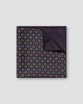 Navy Two-Side Medallion Wool Flannel Pocket Square