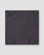 Navy Two Side Medallion Wool Flannel Pocket Square