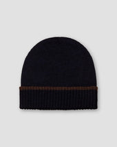 Gestrickte Woll-Beanie in Navy