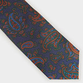 Burnt Orange Paisley Motif Printed Silk Tie