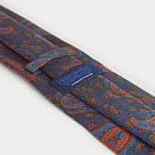Burnt Orange Paisley Motif Printed Silk Tie
