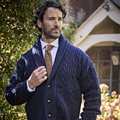 Cable Knit Shawl Collar Cashmere Cardigan