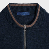 Cashmere Baseball Cardigan With Brown Trim