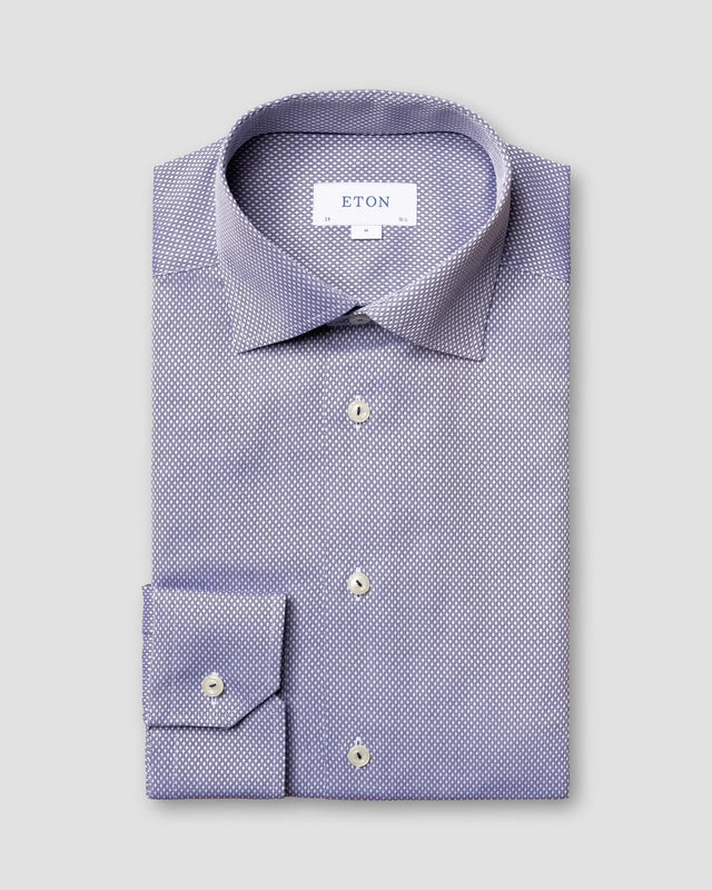 Dark Blue Diamond Dobby Shirt - Eton
