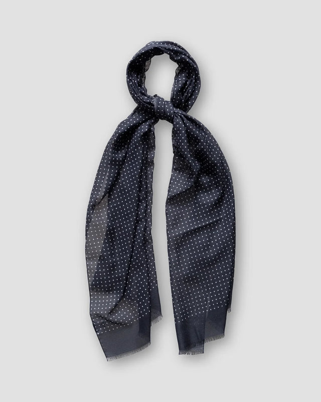 Dark Blue Dots Wool and Silk Scarf