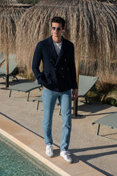 Double Breasted Jersey Jacket Made In Italy