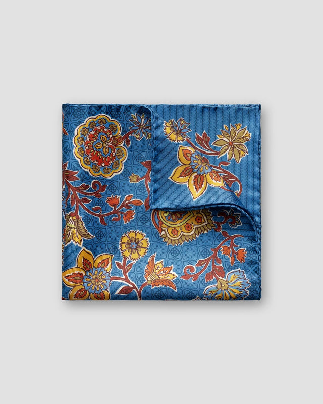 Navy floral silk pocket square