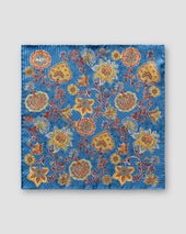 Navy Floral Silk Pocket Square