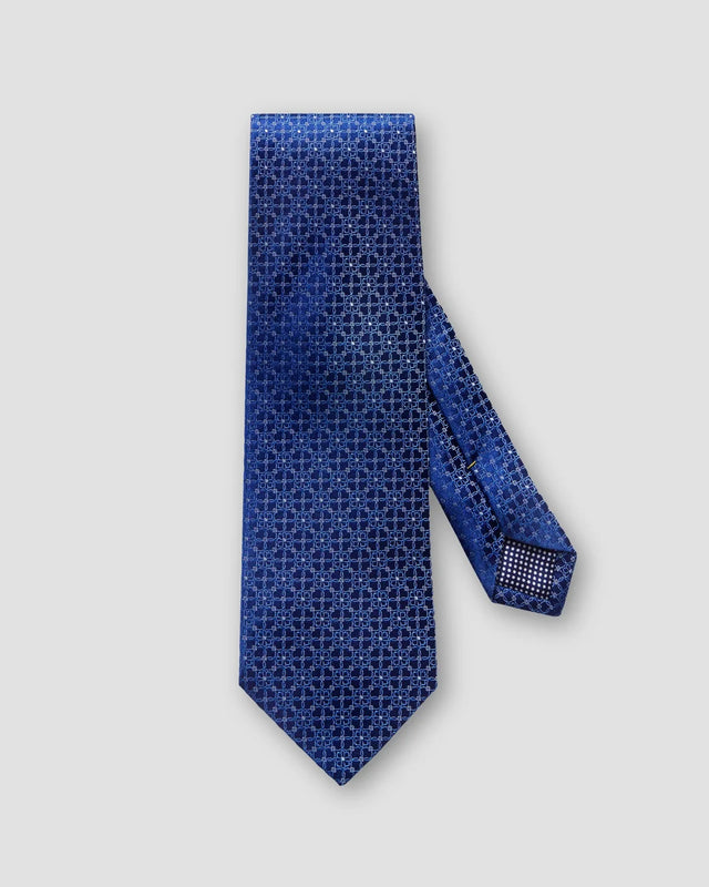 Dunkelblaue Seidenkrawatte mit floralem Muster - Eton