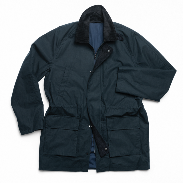Navy Dry Wax Cotton Game Coat