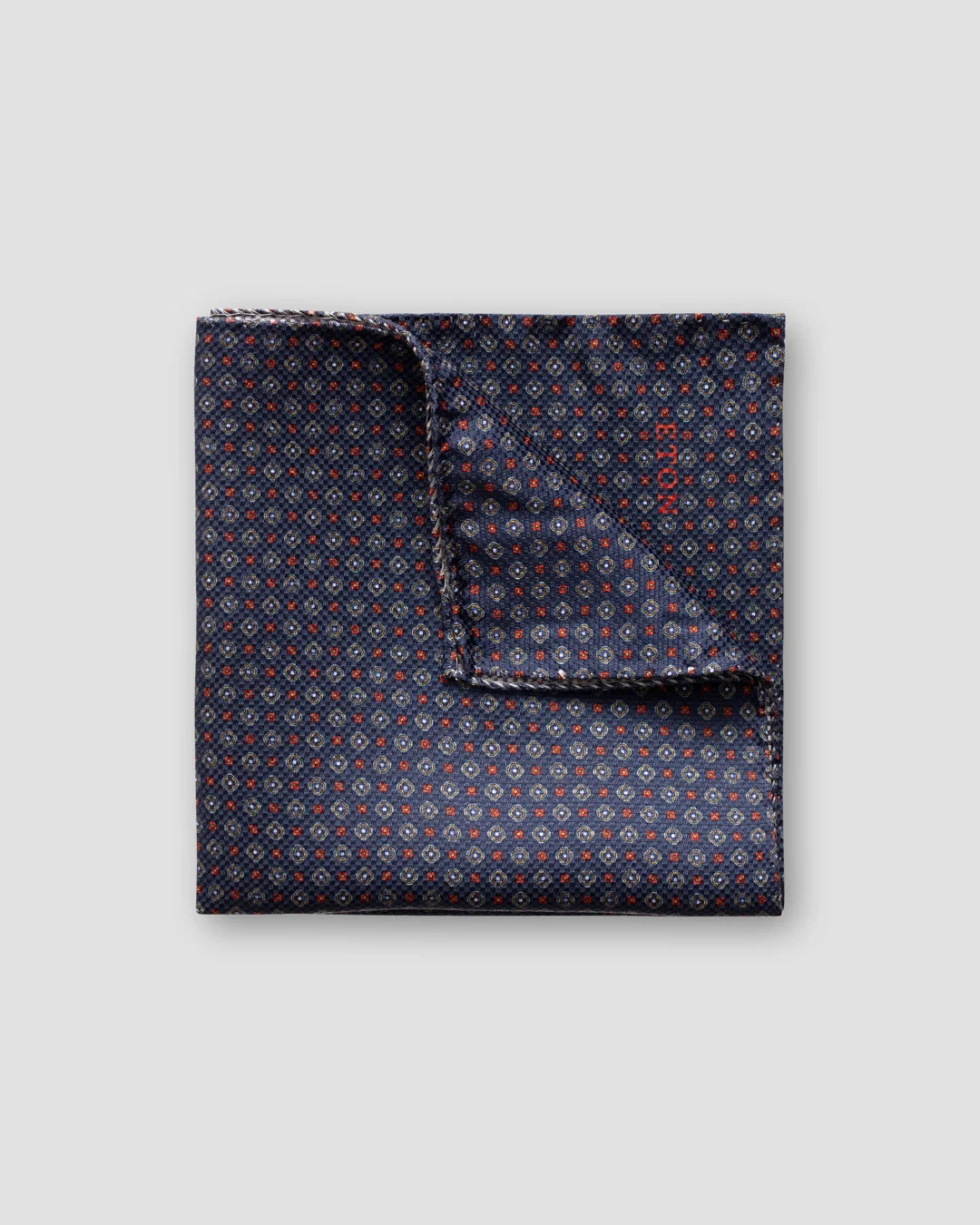 Navy Geometric Flower Pocket Square