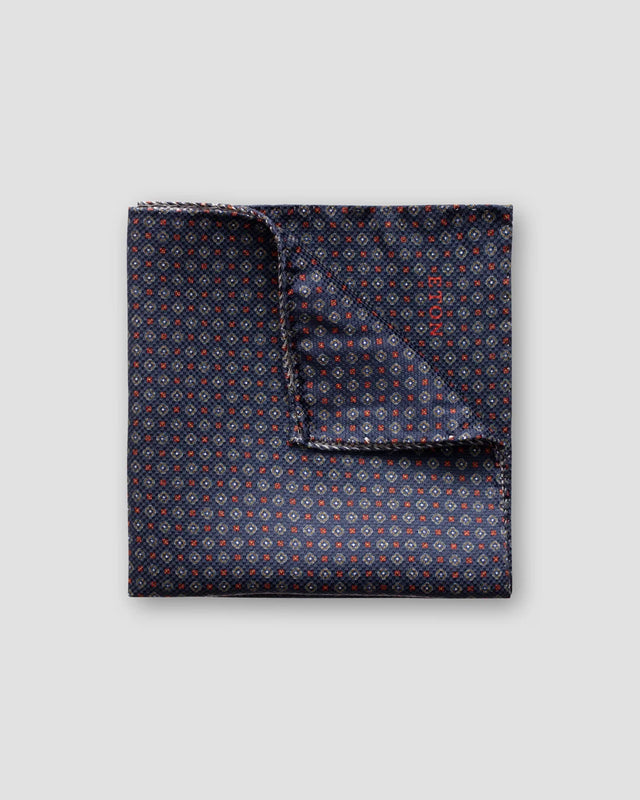 Navy geometric flower pocket square