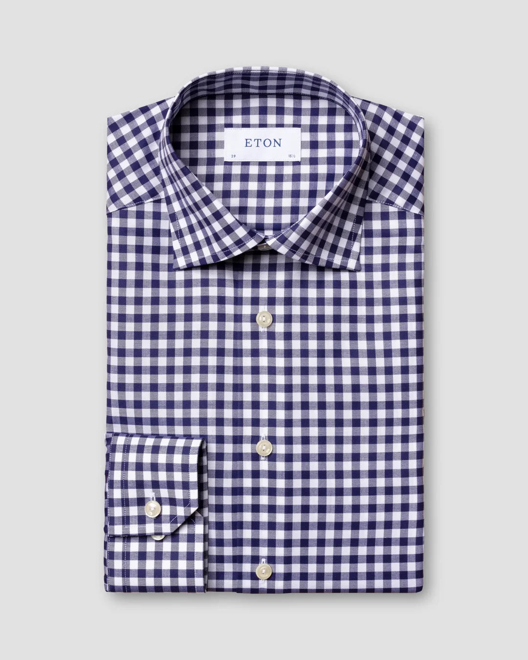 Dark Blue Gingham Shirt Eton