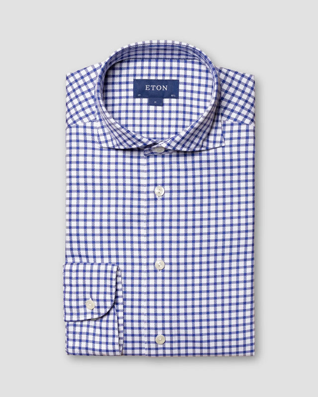 Navy Vichykaro-Hemd - Eton