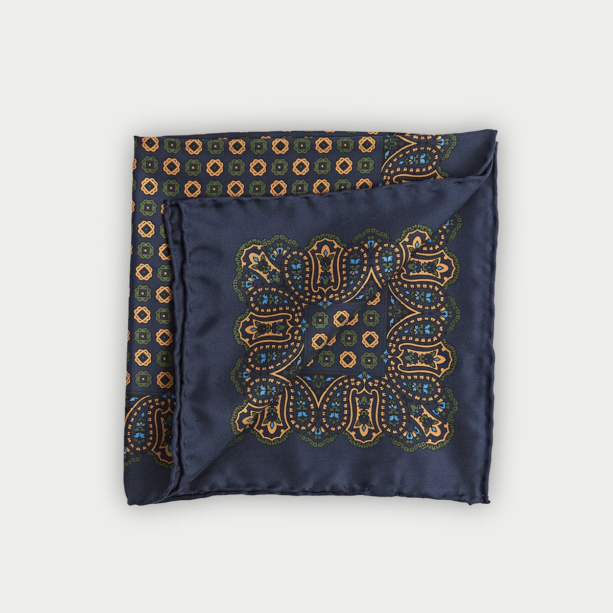 Gold Geometric Floral Silk Pocket Square