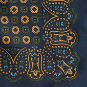 Gold Geometric Floral Silk Pocket Square