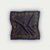 Gold Paisley Bean Silk Pocket Square