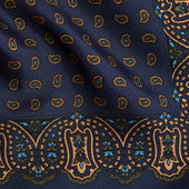 Gold Paisley Bean Silk Pocket Square