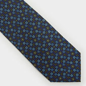 Green Blue Floral Printed Silk Tie
