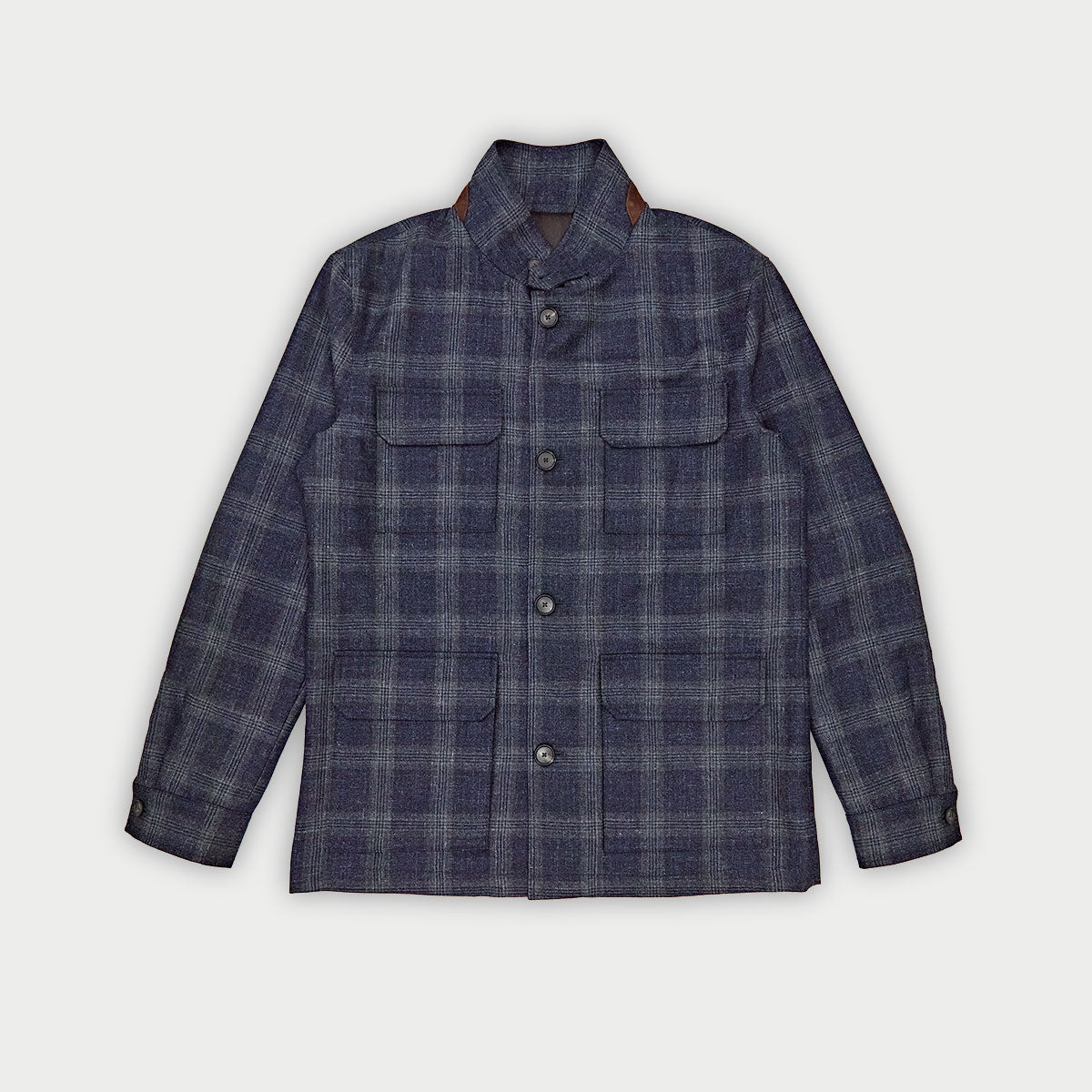 Grey Overcheck Wool Cashmere Chanti Jacket